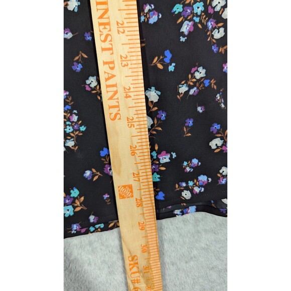 J.Jill Wearable Women Top XS Floral‎ Tunic Chiffon Black Pleated Ribbed Flowy - Picture 9 of 10